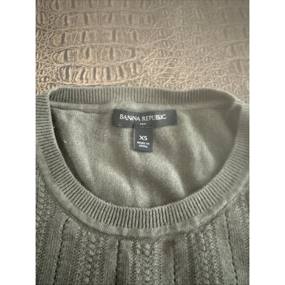 Banana Republic Sweater Womens XS Green Cotton Blend Pullover Long Sleeve Crew - Picture 4 of 5